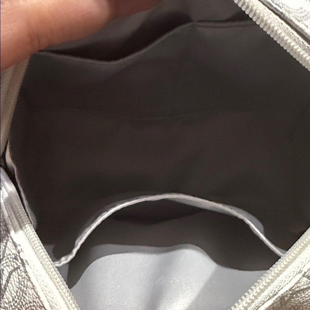 Coach White Signature Logo Cosmetic Pouch with Silver-Tone Emblem - Picture 5 of 5